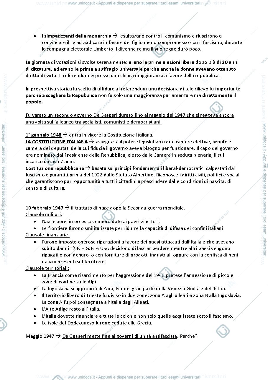 Anteprima pagina 2 — L'Italia Repubblicana dopo la Seconda guerra mondiale 