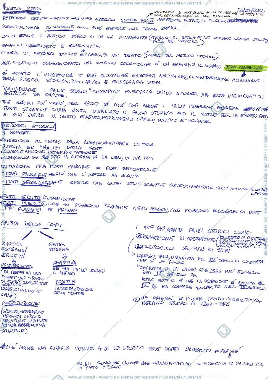 Anteprima pagina 1 — RICERCA STORICA (parte 1/3)