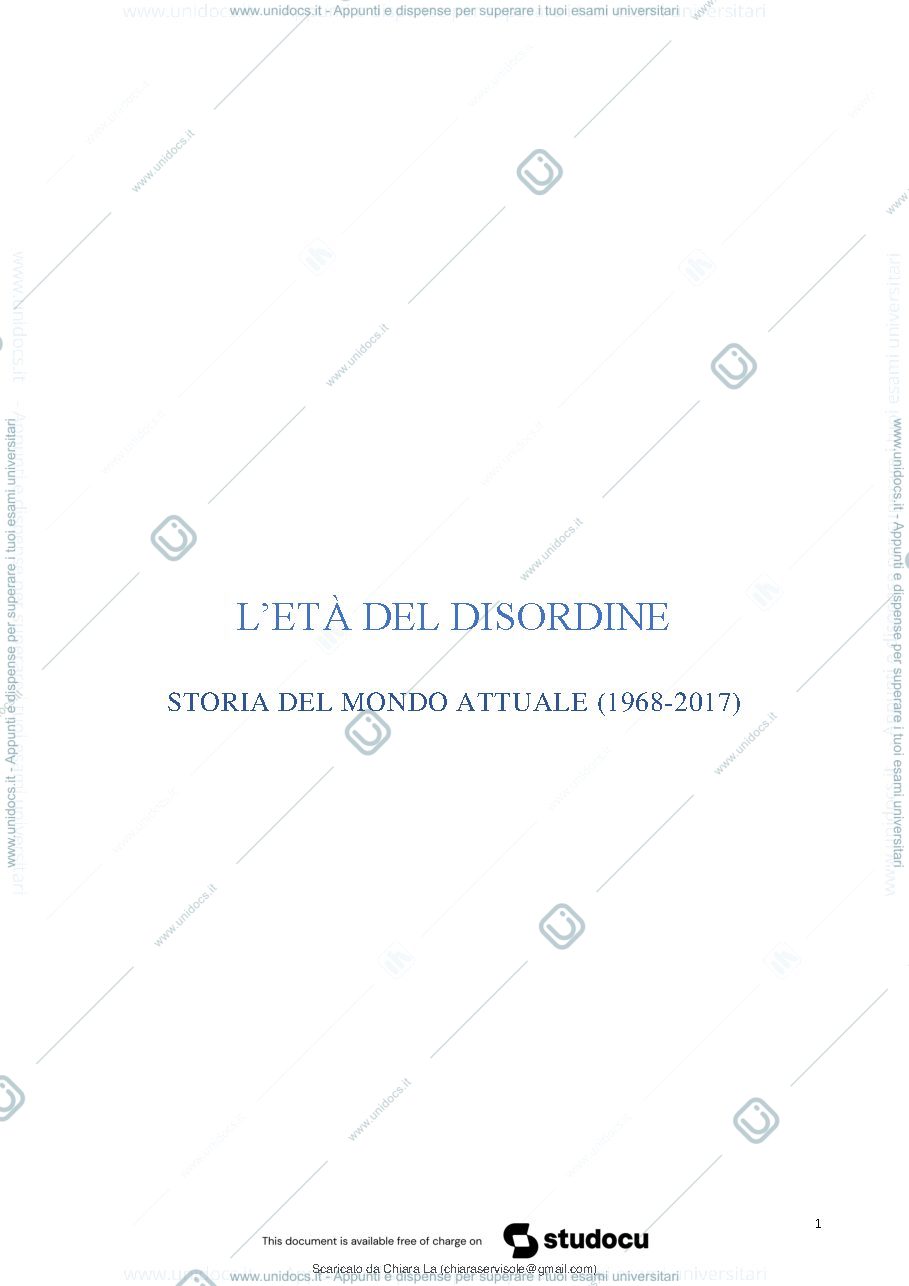 Anteprima pagina 1 — L’ETÀ DEL DISORDINE STORIA DEL MONDO ATTUALE (1968-2017)