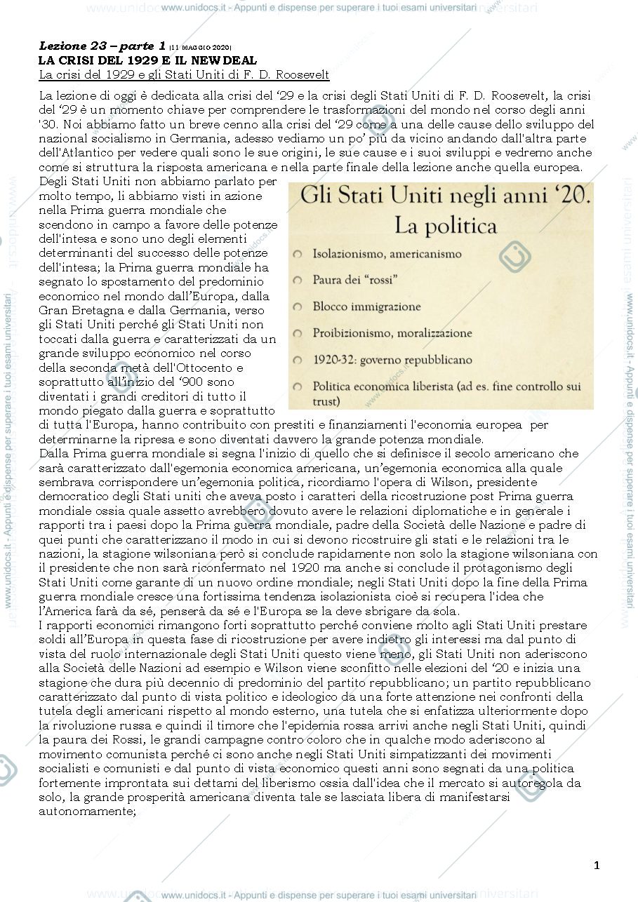 Anteprima pagina 1 — NEW DEAL E CRISI DEL ‘29
