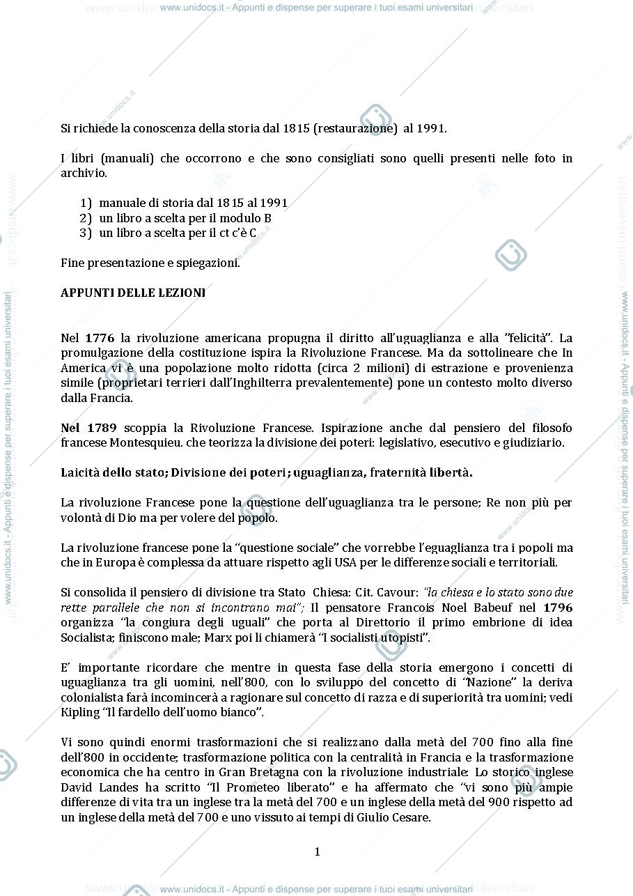 Anteprima pagina 1 — Storia contemporanea