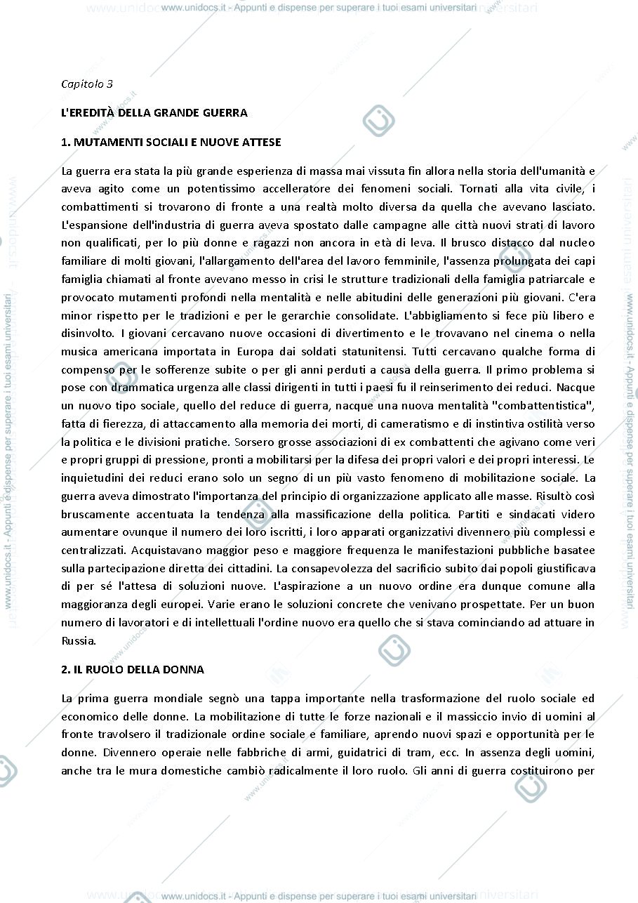 Anteprima pagina 1 — Riassunto libro il Novecento