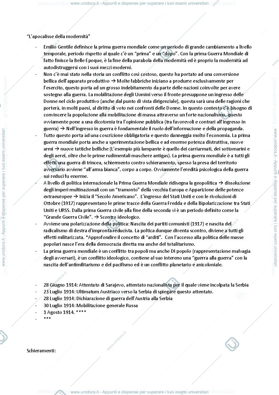 Anteprima pagina 1 — Seconda lezione Storia Contemporanea