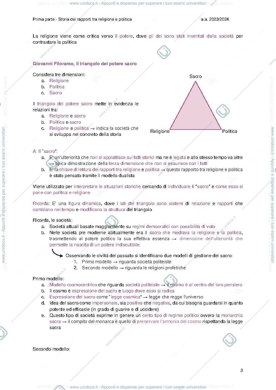 Anteprima pagina 3 — Storia dei rapporti tra Stato e Chiesa UNIPD