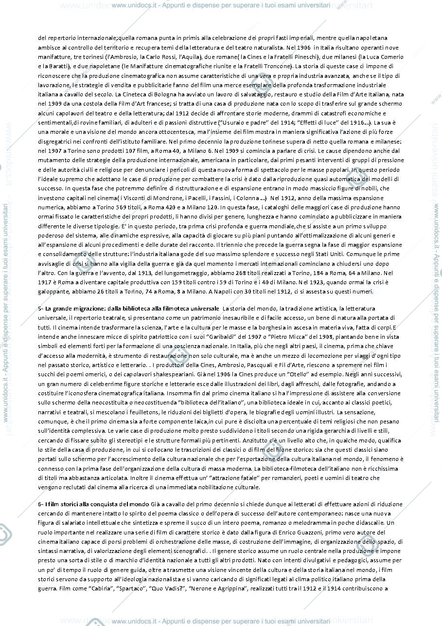 Anteprima pagina 2 — Riassunto storia del cinema italiano