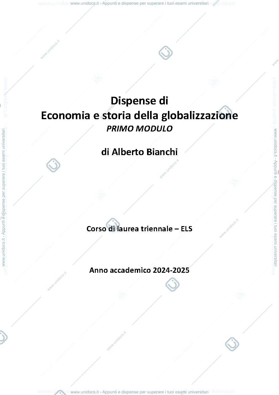 Anteprima pagina 1 — Economia e storia della globalizzazione 