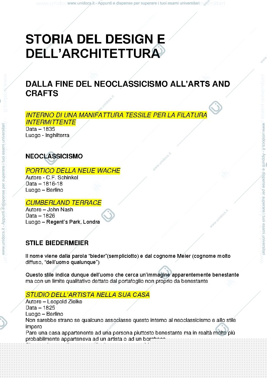 Anteprima pagina 1 — Punti principali di alcune opere di Storia del Design e dell’Architettura