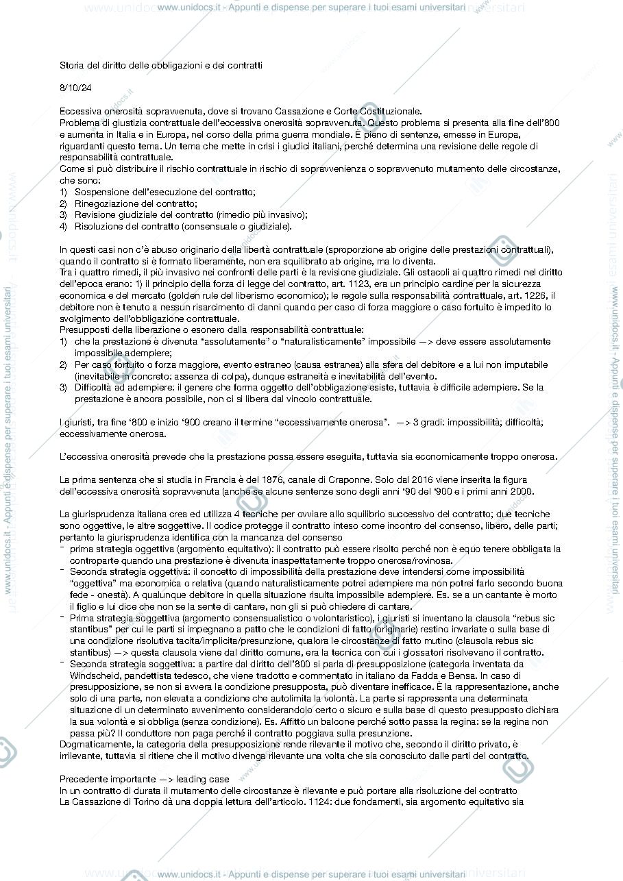 Anteprima pagina 1 — Storia del diritto delle obbligazioni e dei contratti 