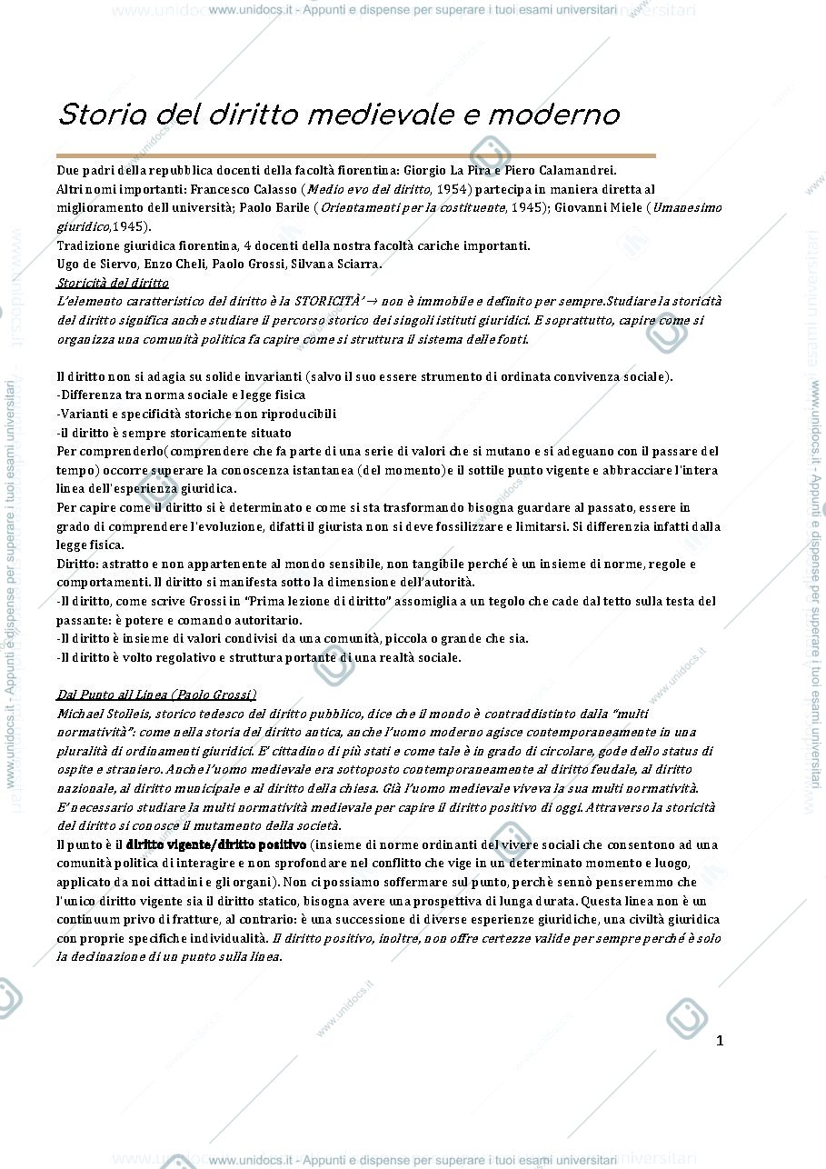Anteprima pagina 1 — Storia del diritto medievale e moderno