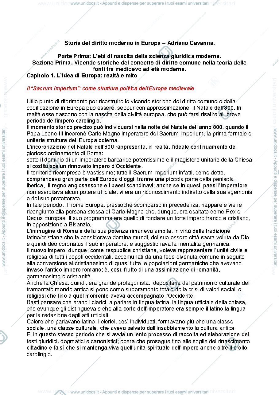 Anteprima pagina 1 — Storia del diritto medievale e moderno