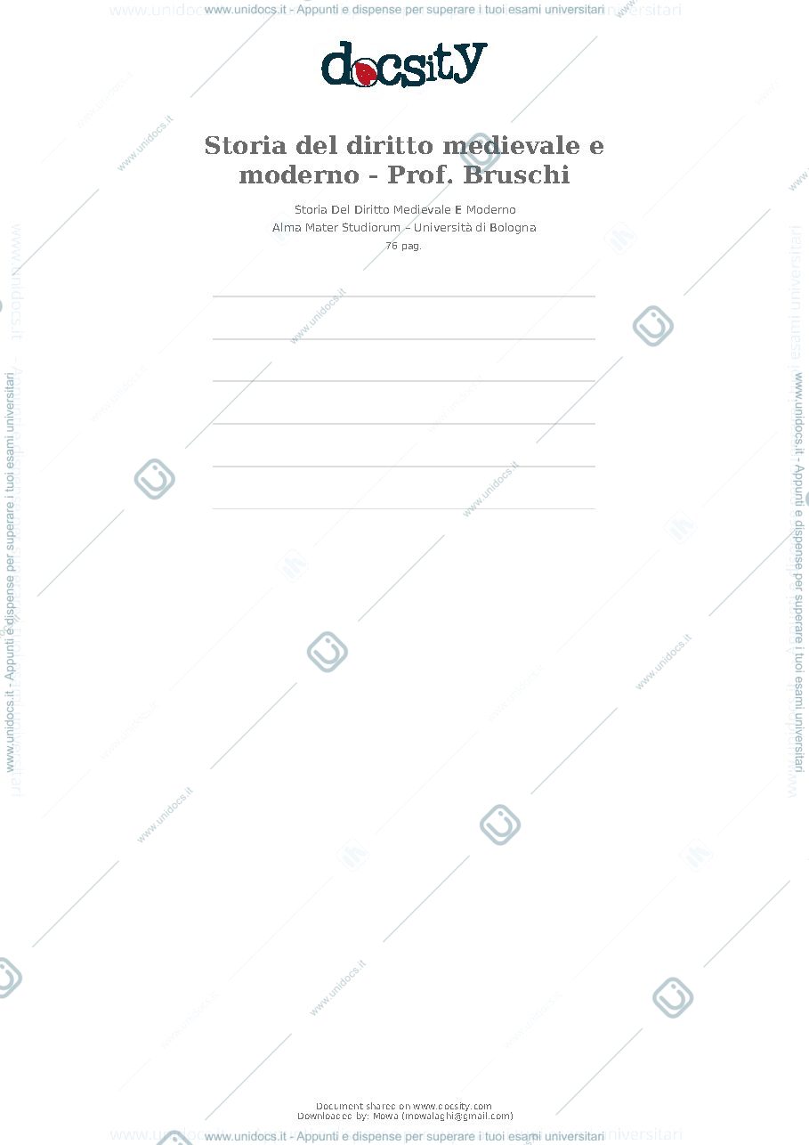 Anteprima pagina 1 — APPUNTI DELLE LEZIONI DI DIRITTO MEDIOEVALE
