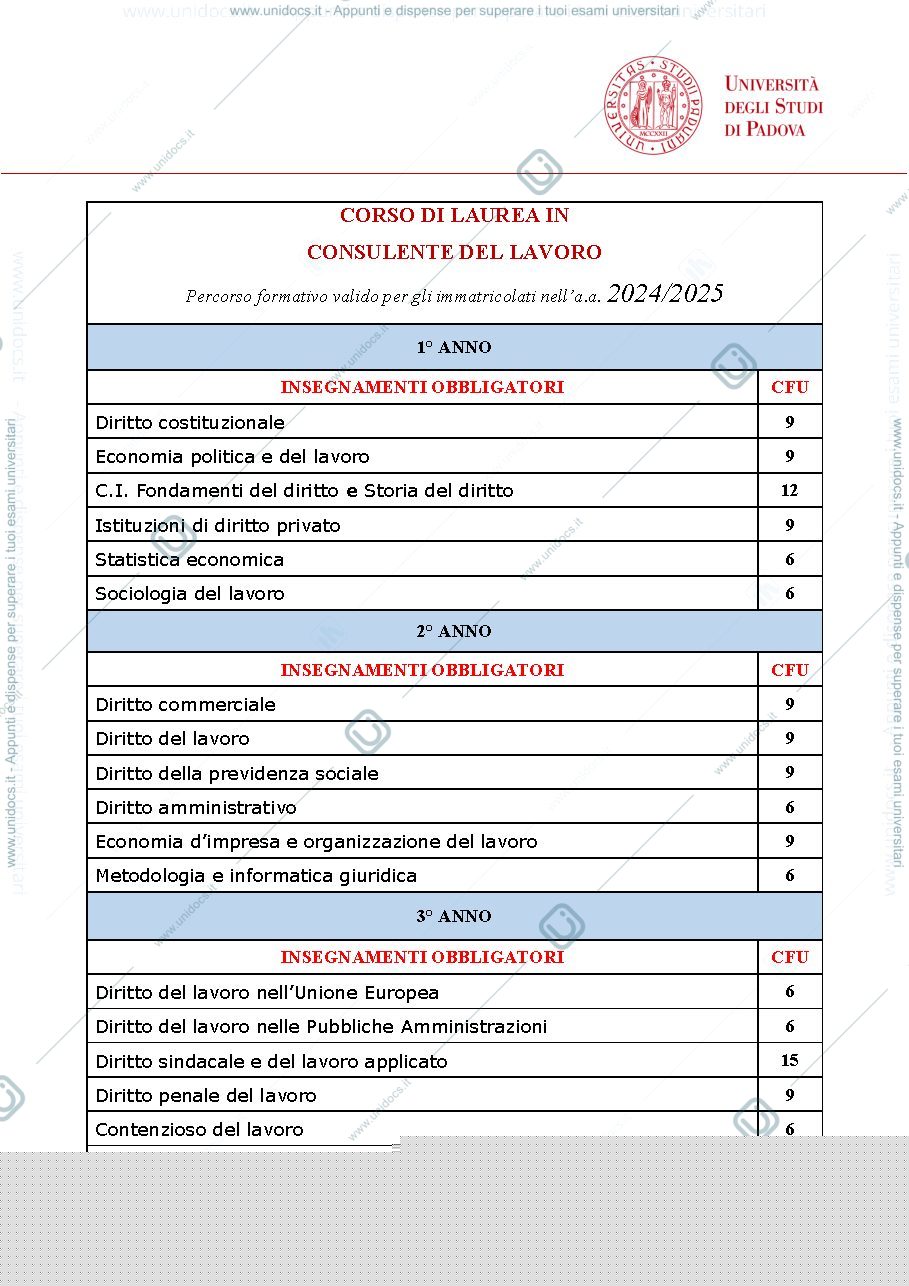 Anteprima pagina 1 — Piano di studio