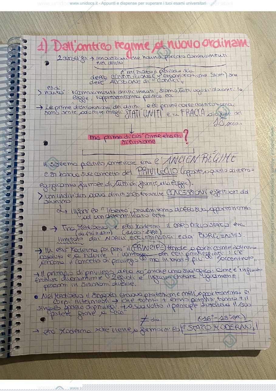 Anteprima pagina 1 — riassunto primo capitolo del libro STORIA DEL DIRITTO IN ETA CONTEMPORANEA di Vidari 