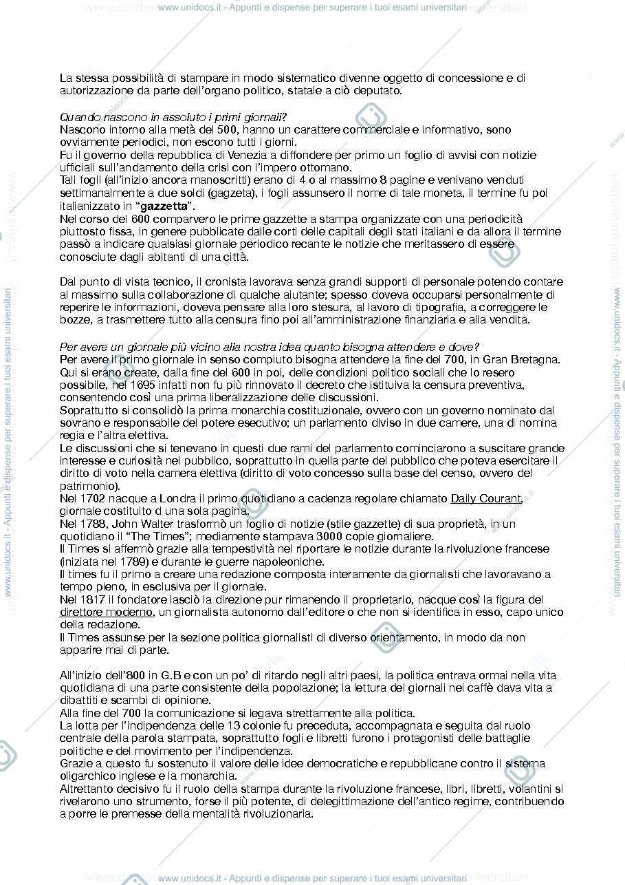 Anteprima pagina 2 — Appunti storia del giornalismo 