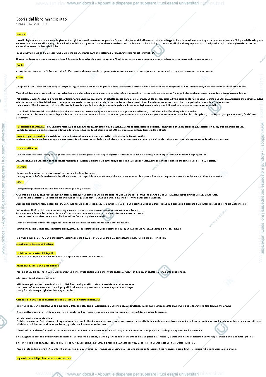Anteprima pagina 1 — Storia del libro manoscritto