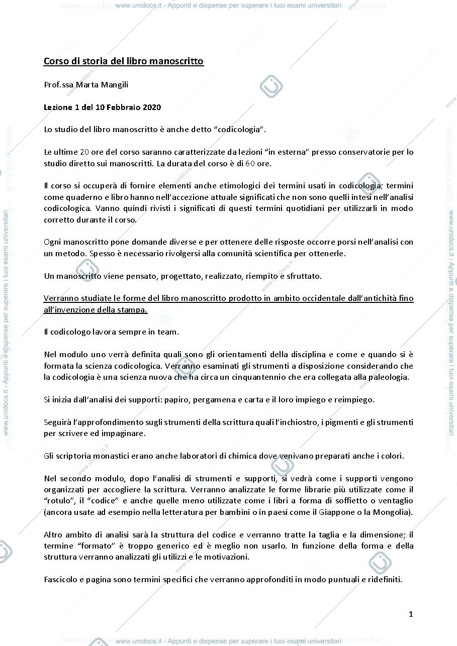 Anteprima pagina 1 — Storia del libro manoscritto