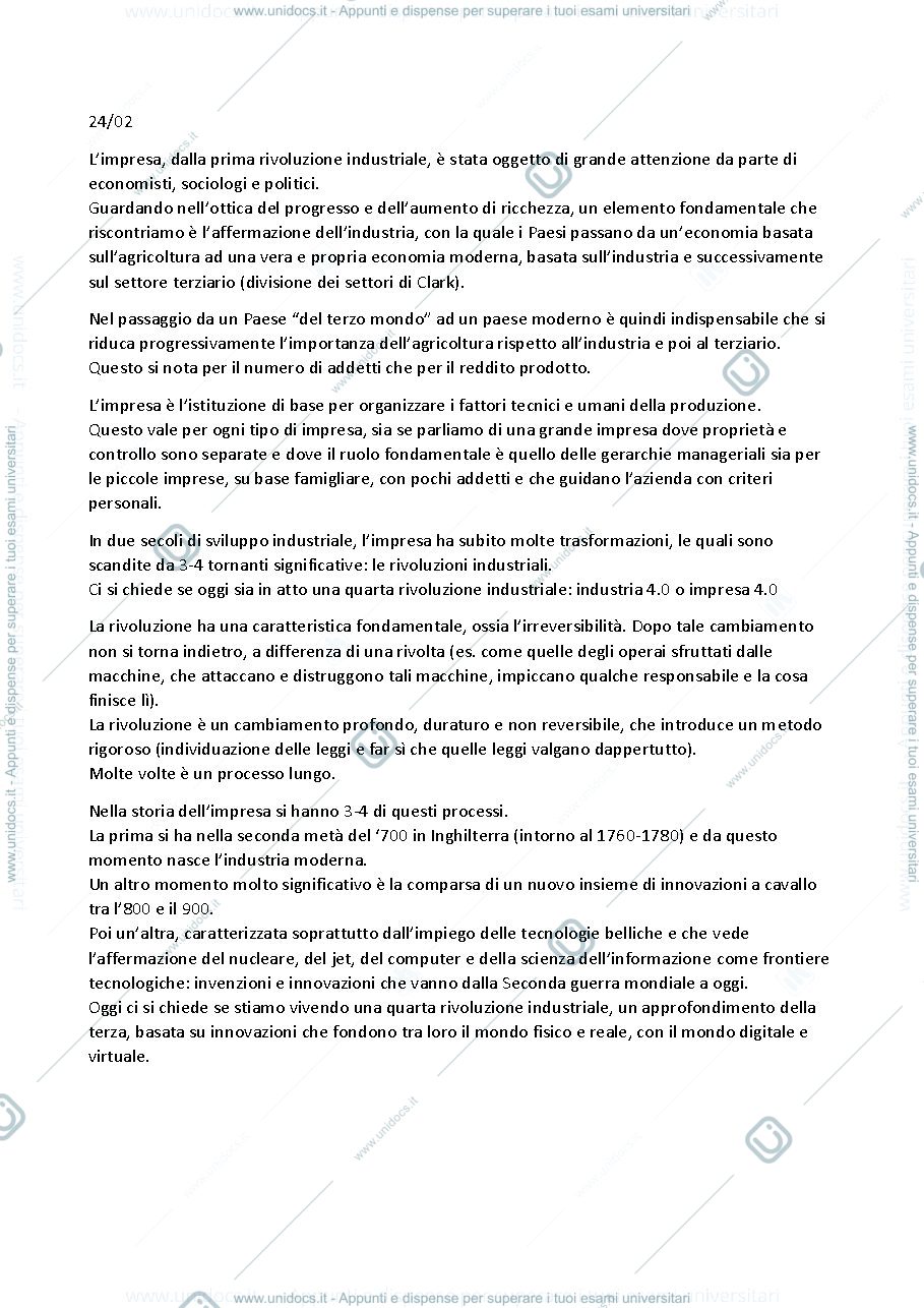 Anteprima pagina 1 — Riassunto Storia del Management