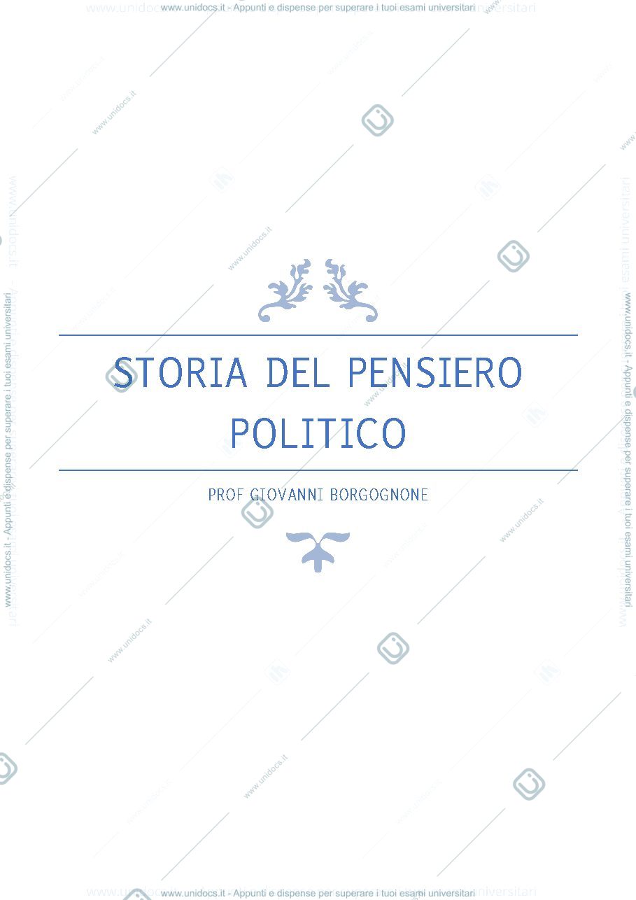 Anteprima pagina 1 — Storia del pensiero politico appunti lezioni anno 2020-2021
