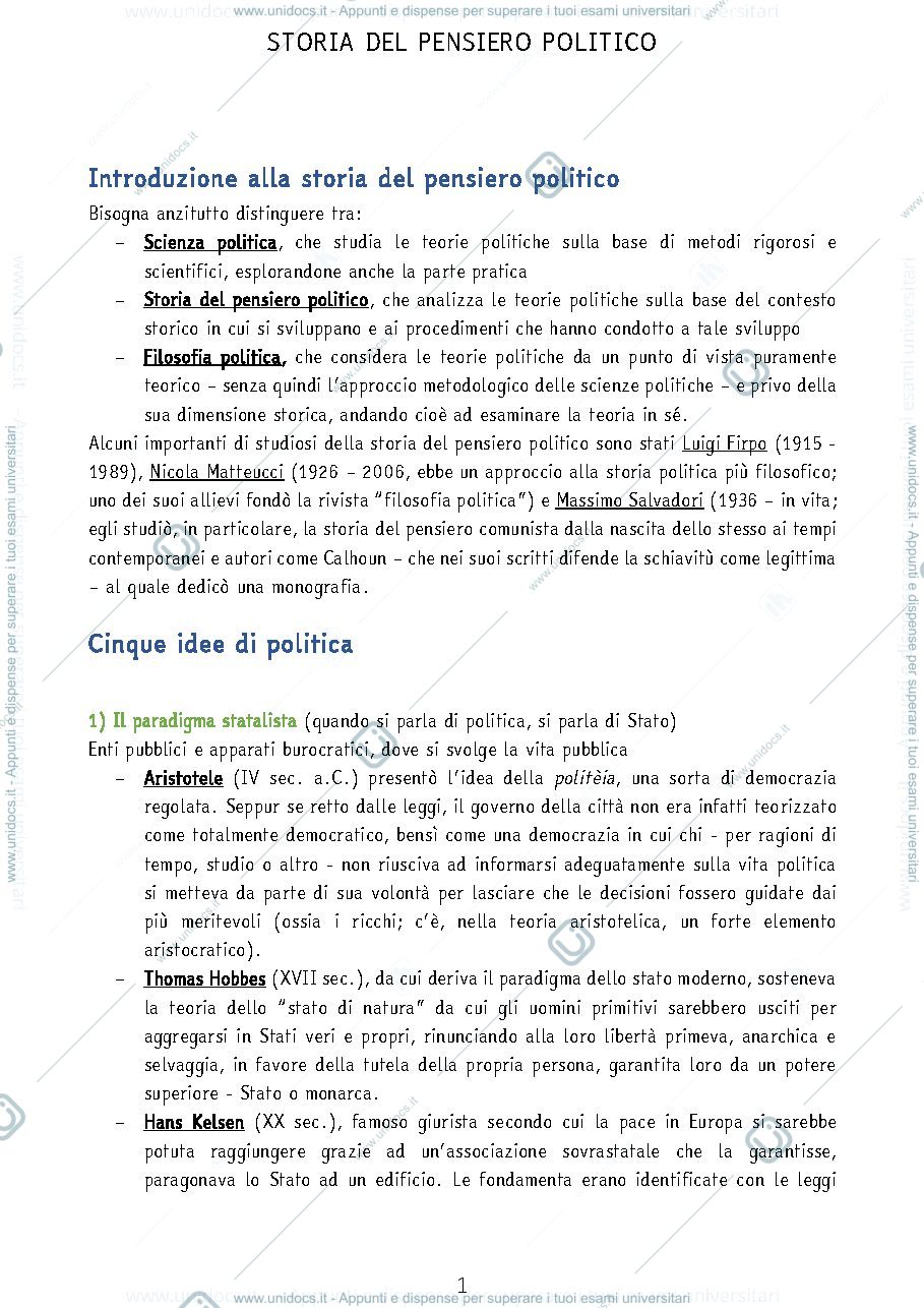 Anteprima pagina 2 — Storia del pensiero politico appunti lezioni anno 2020-2021