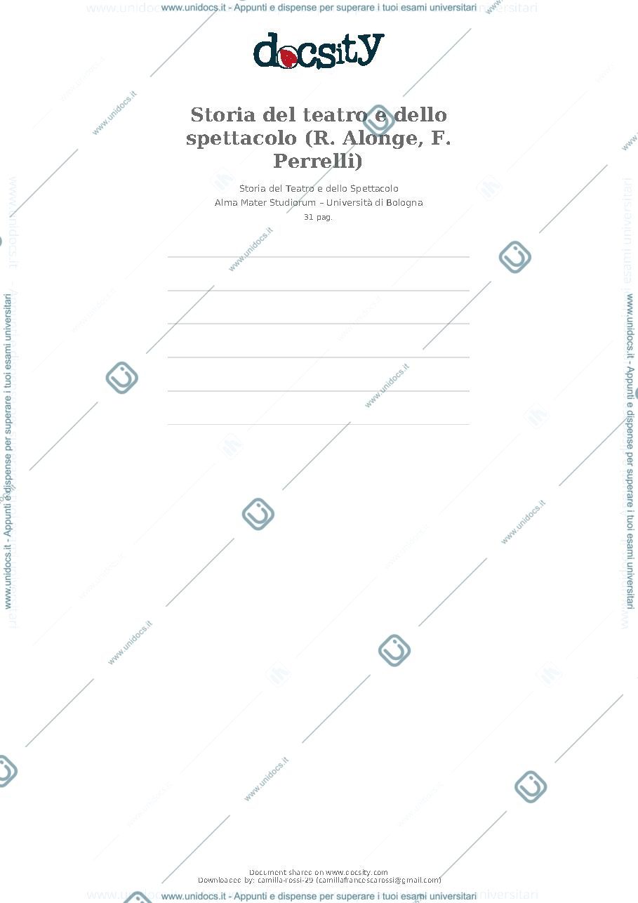 Anteprima pagina 1 — Storia del teatro e dello spettacolo 