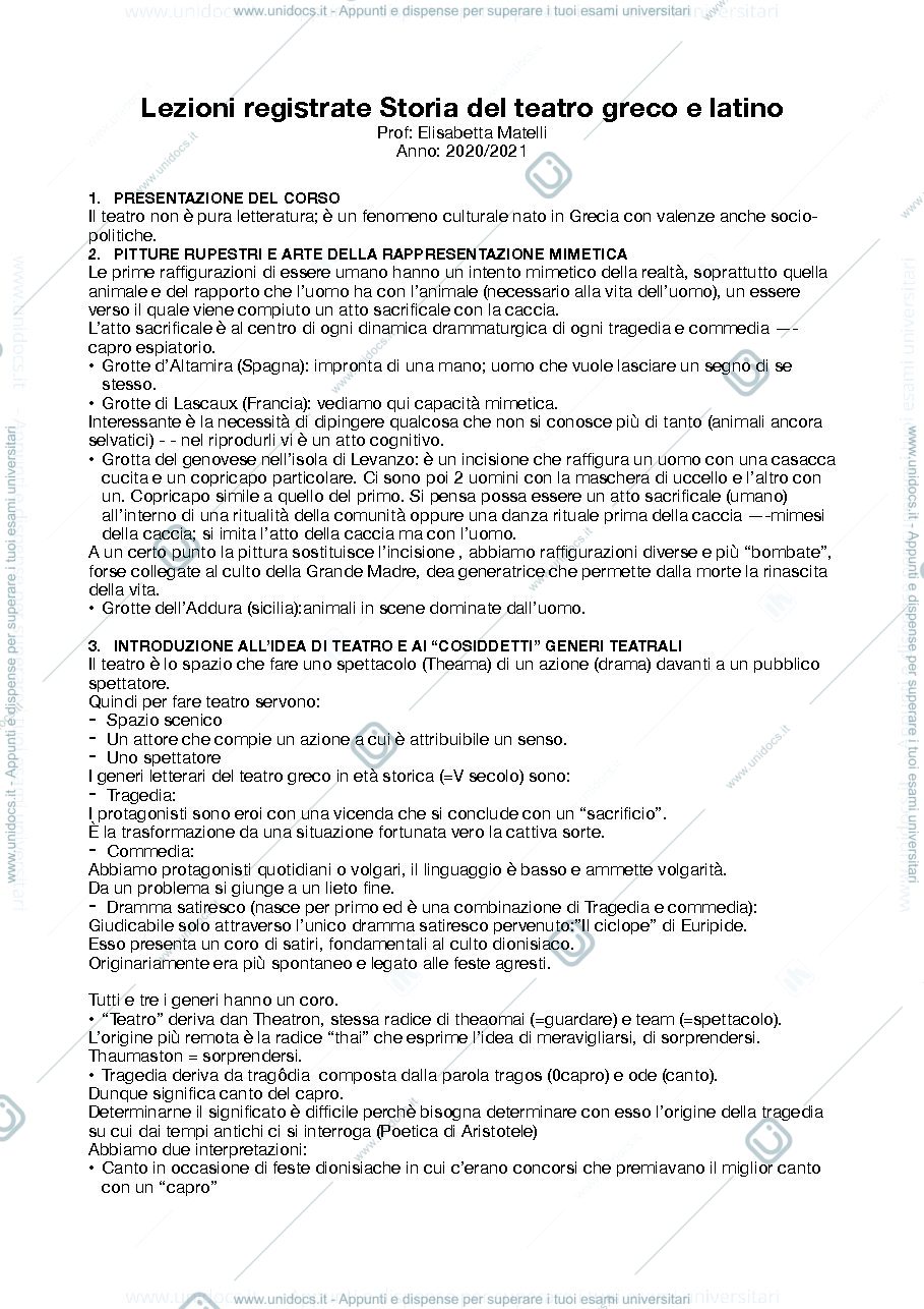 Anteprima pagina 1 — Storia del teatro greco e latino