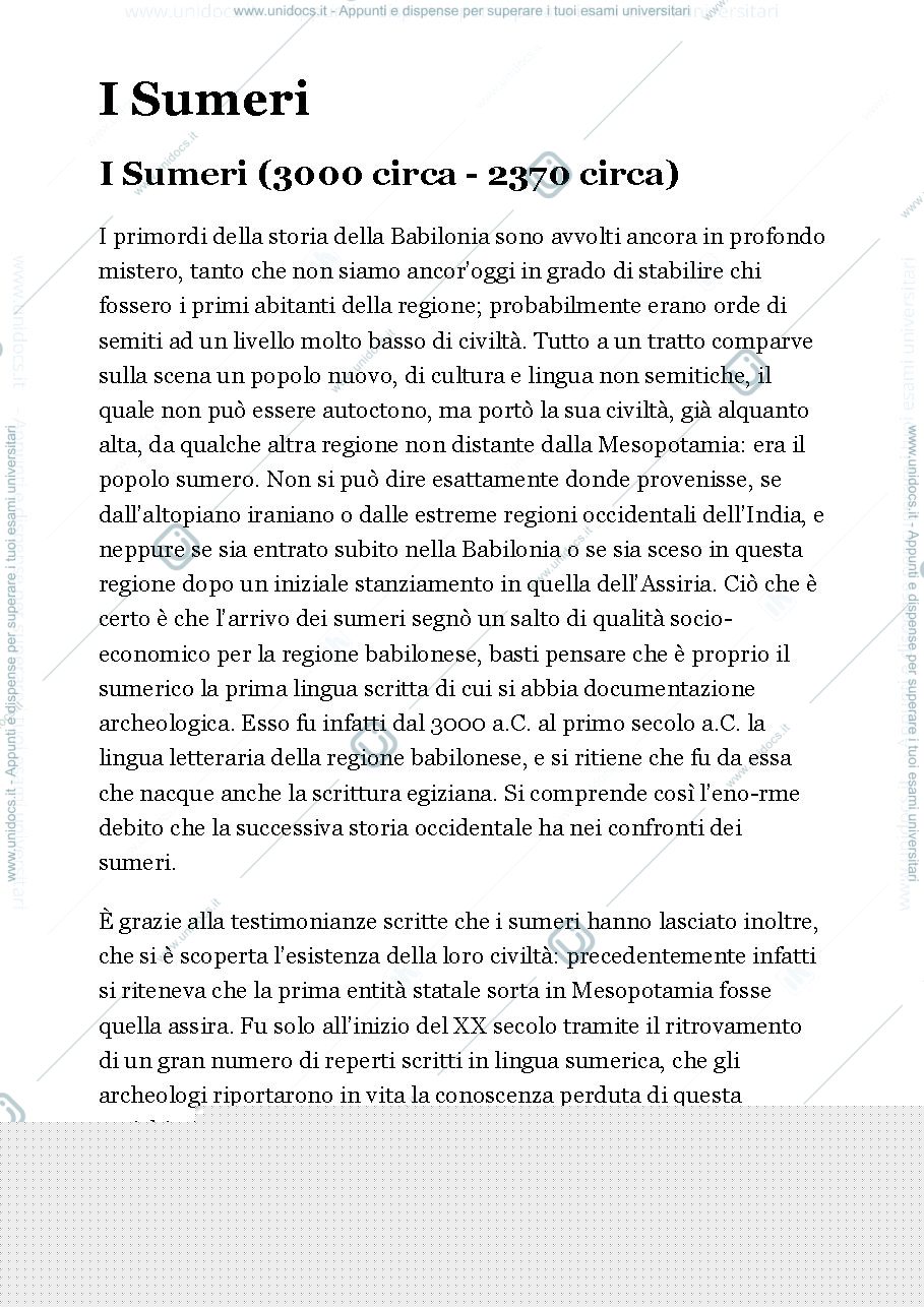 Anteprima pagina 1 — I sumeri