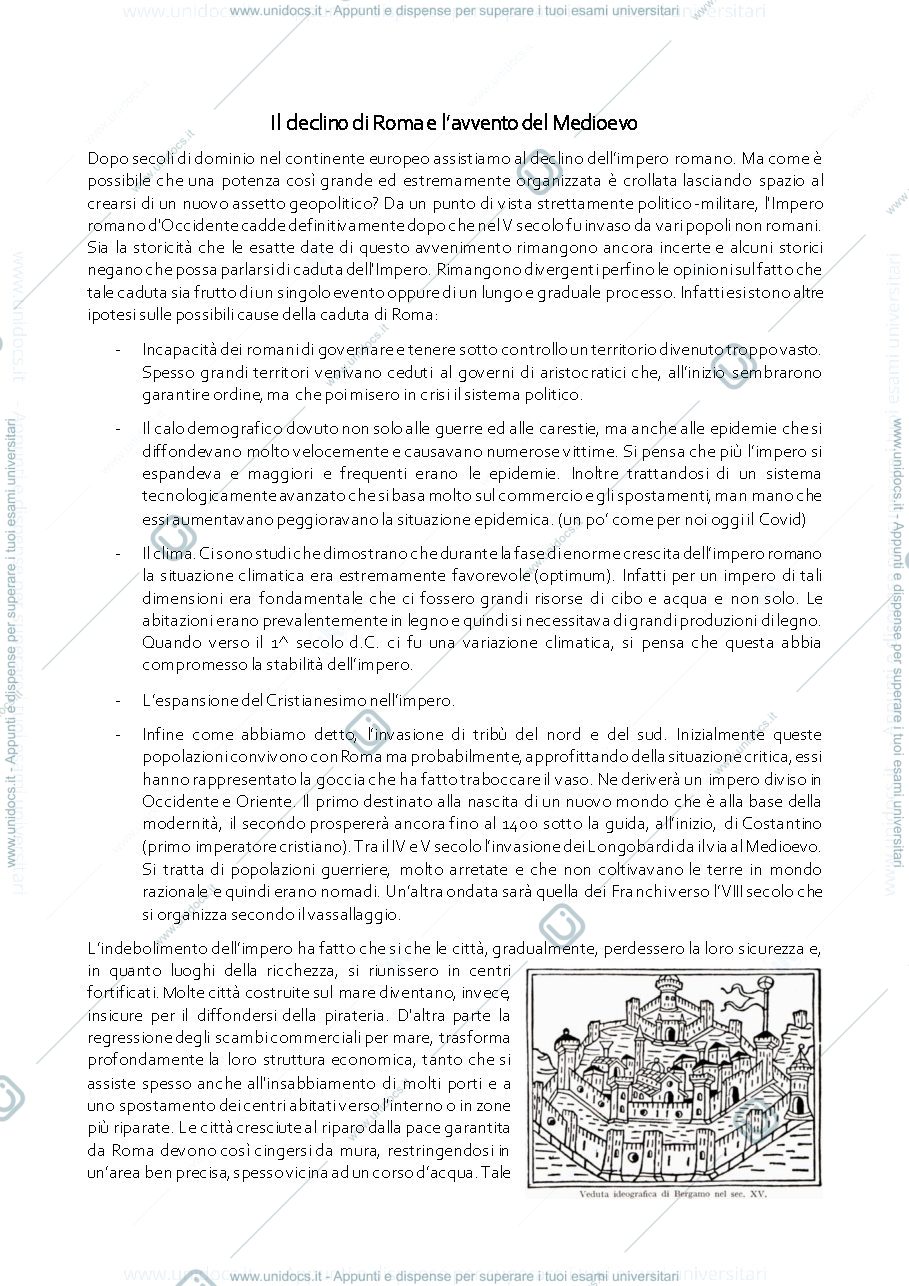 Anteprima pagina 1 — Il declino di Roma e la città medioevale