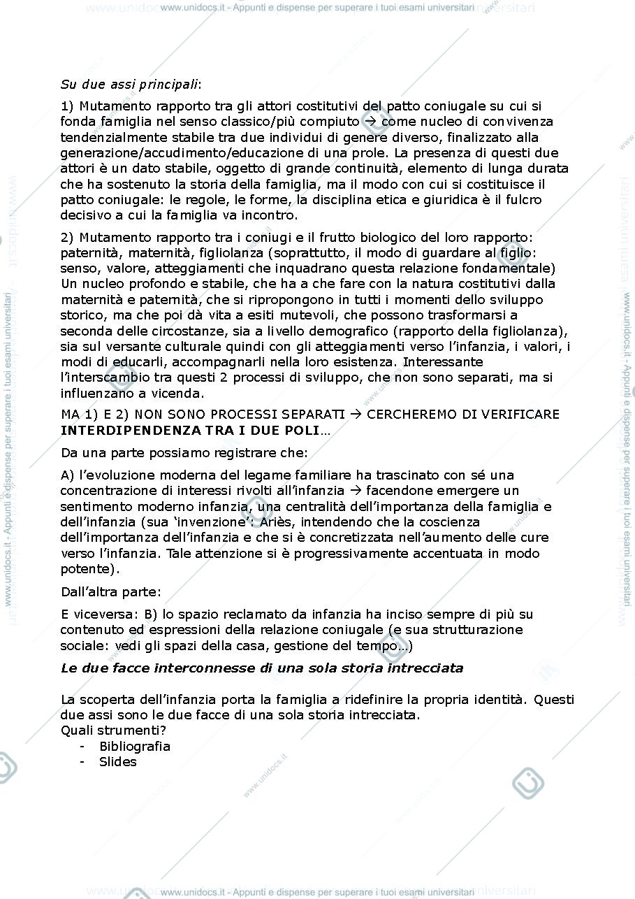 Anteprima pagina 4 — Appunti storia della famiglia e infanzia