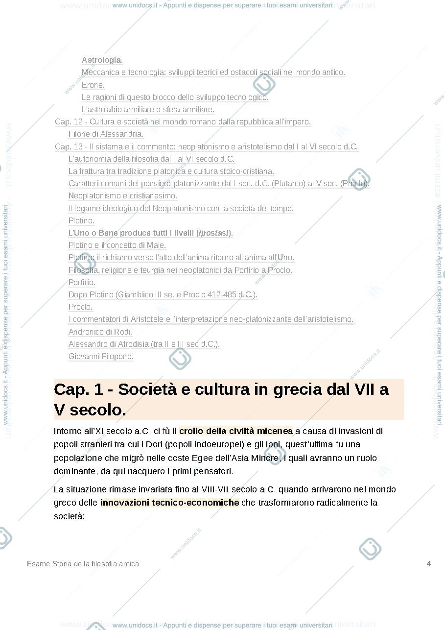 Anteprima pagina 4 — Riassunto per esame di storia della filosofia antica