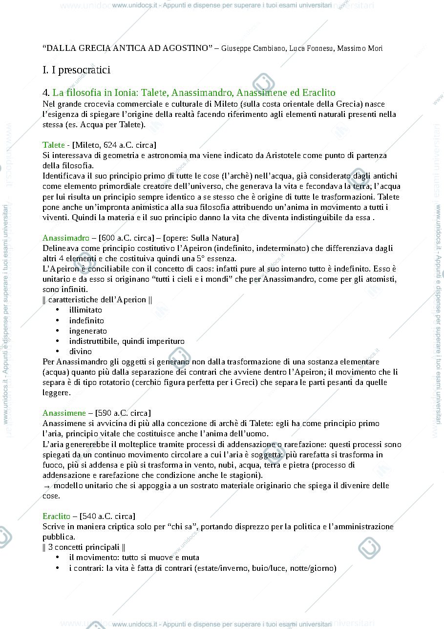 Anteprima pagina 1 — Storia della filosofia antica