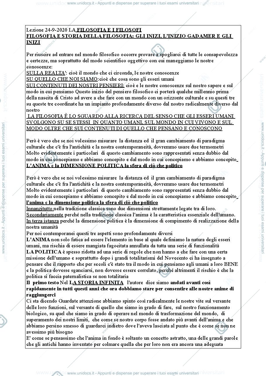 Anteprima pagina 1 — Appunti di filosofia I