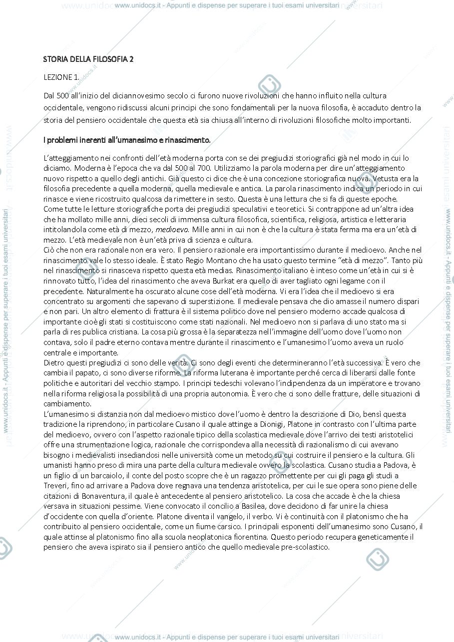 Anteprima pagina 1 — FILOSOFIA II - FILOSOFIA MODERNA