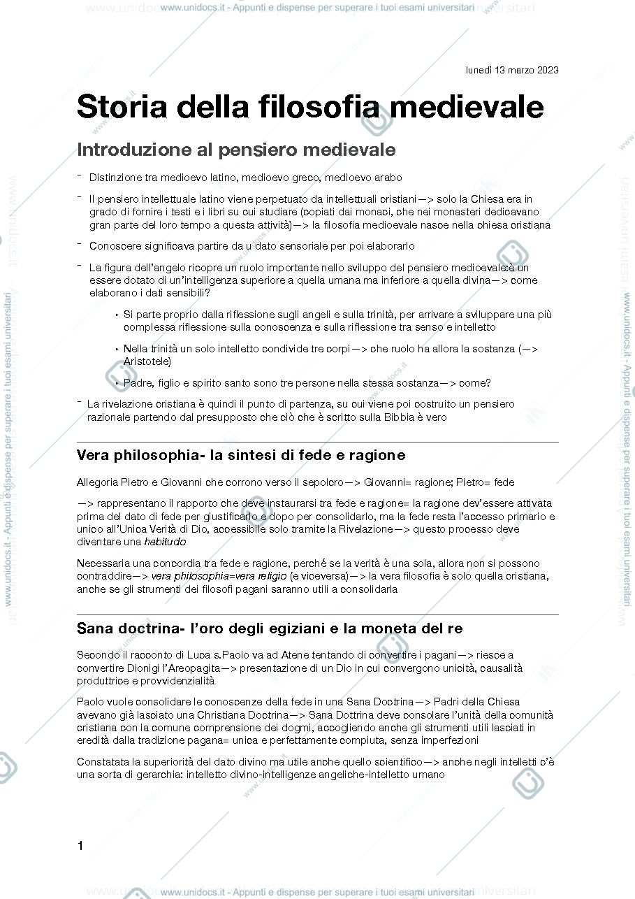Anteprima pagina 1 — Filosofia medievale