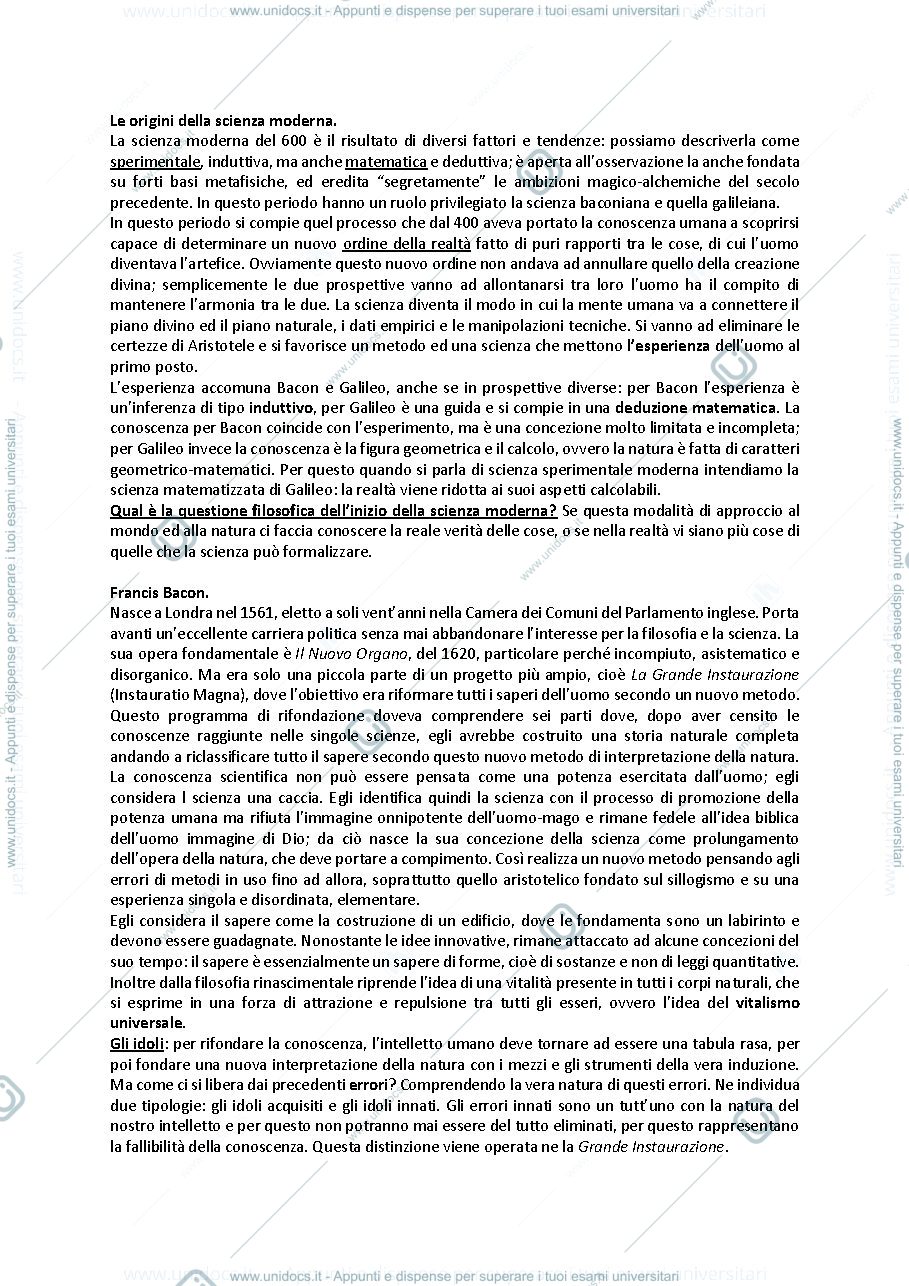 Anteprima pagina 1 — riassunto filosofia moderna