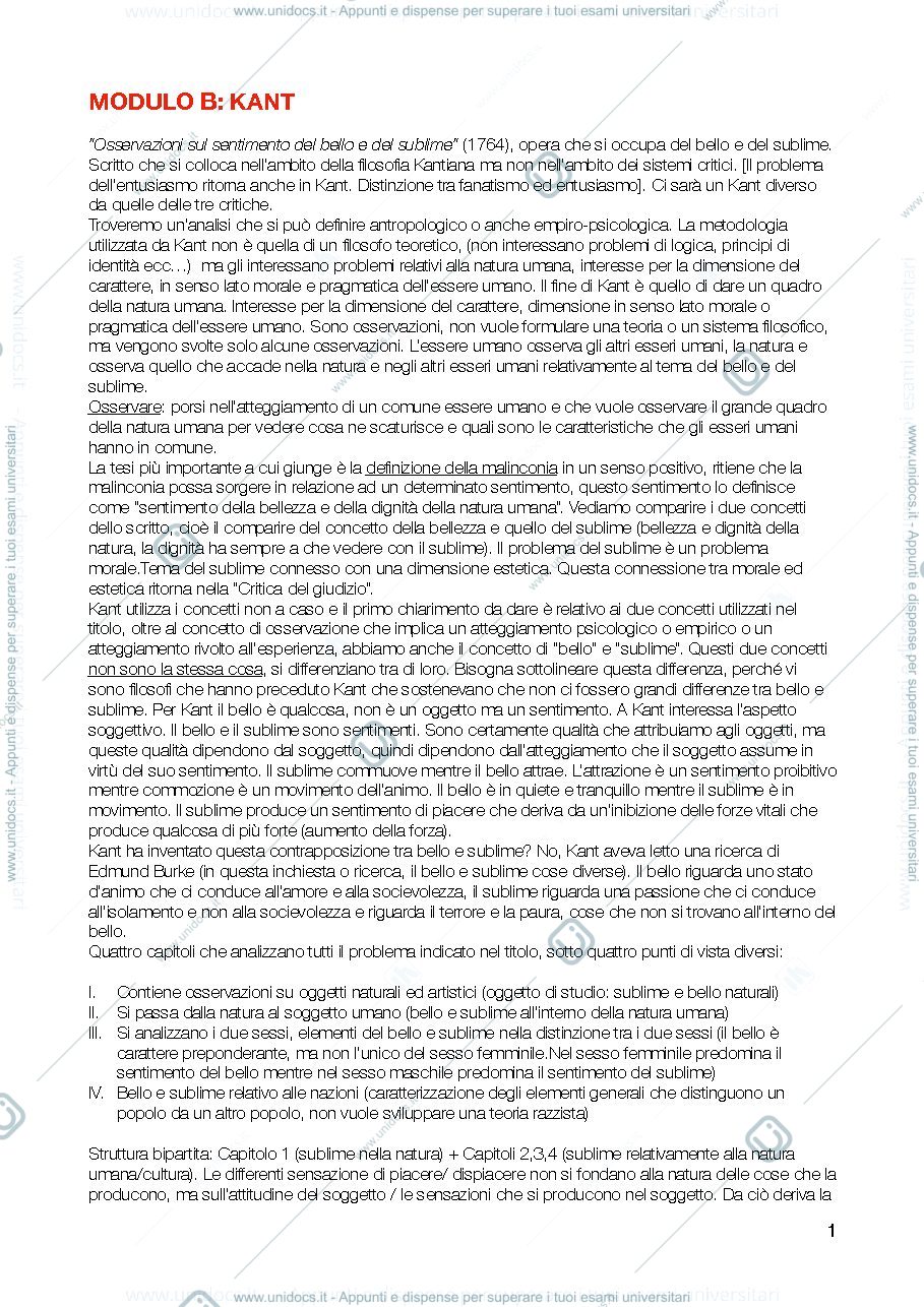Anteprima pagina 1 — Appunti storia della filosofia moderna - Giordanetti