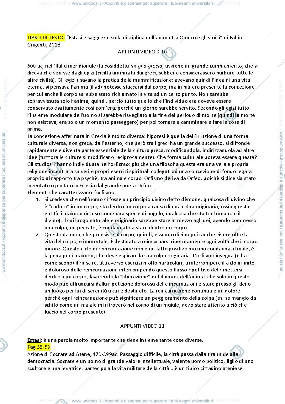 Anteprima pagina 1 — orfismo, maieutica socratica, estasi, sapere
