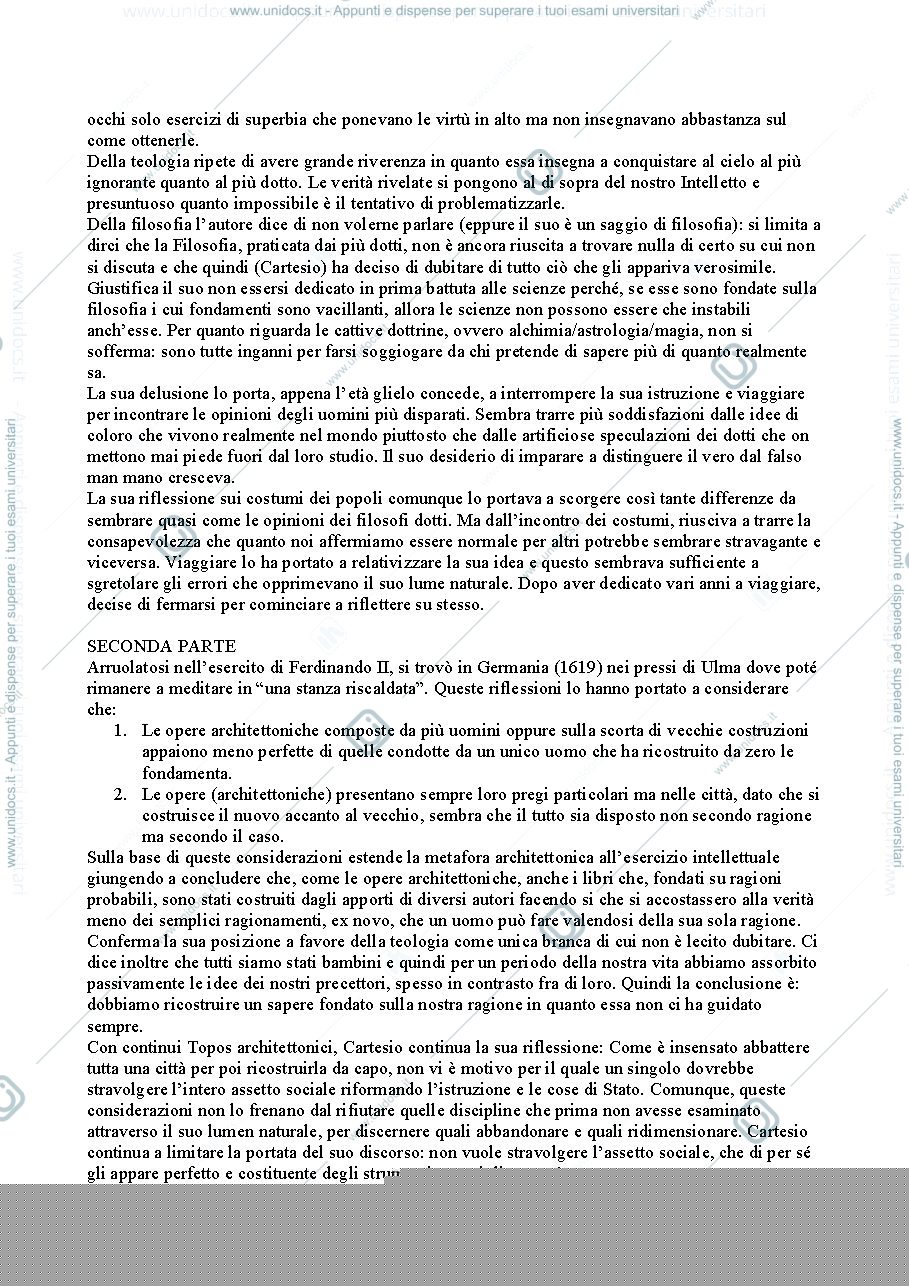 Anteprima pagina 2 — Discorso sul Metodo, riassunto