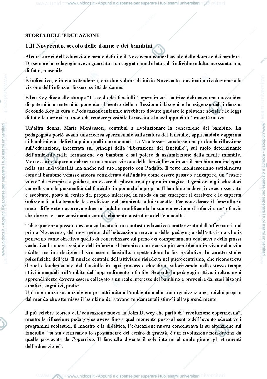 Anteprima pagina 1 — Storia dell'educazione 