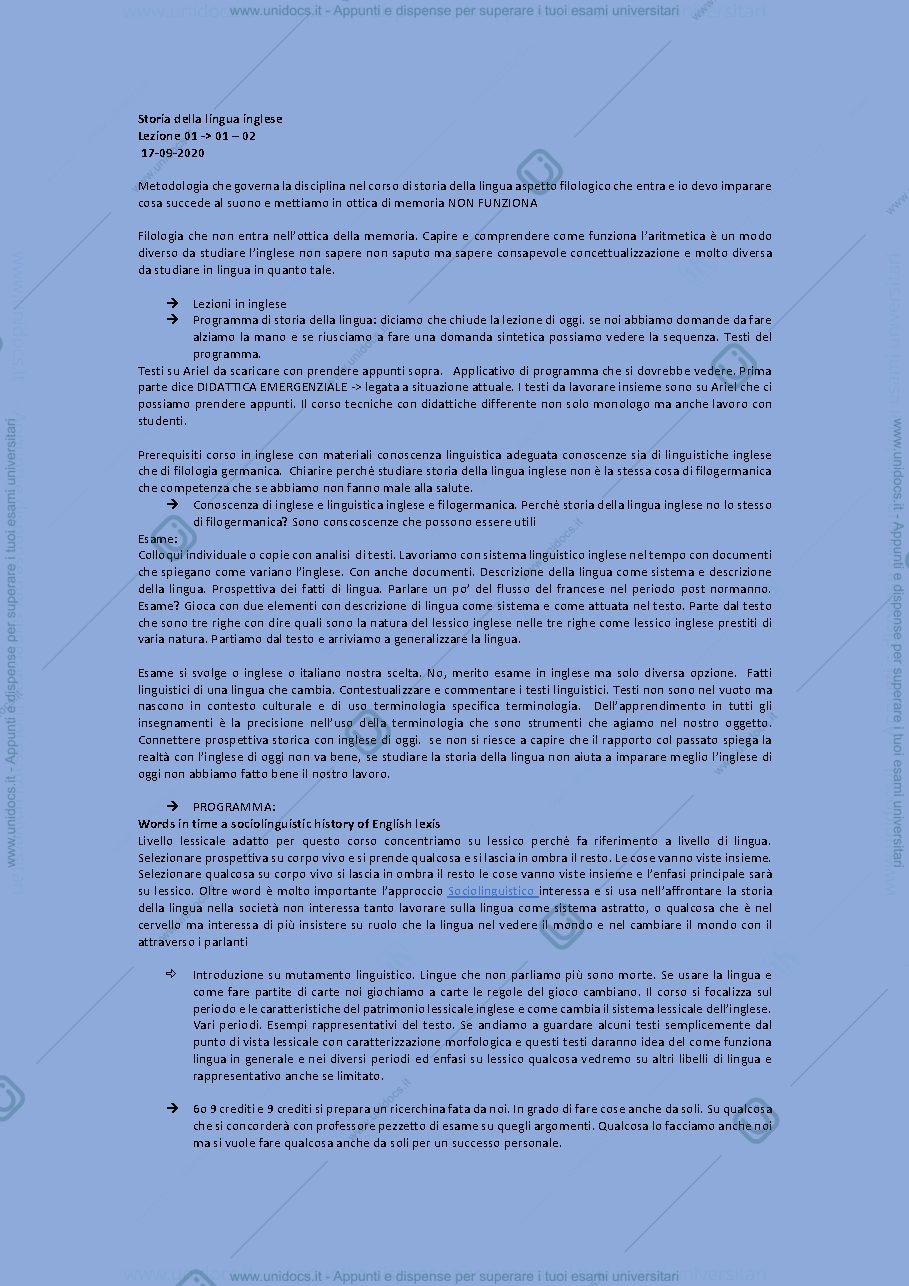 Anteprima pagina 1 — Sforia della lingua inglese 