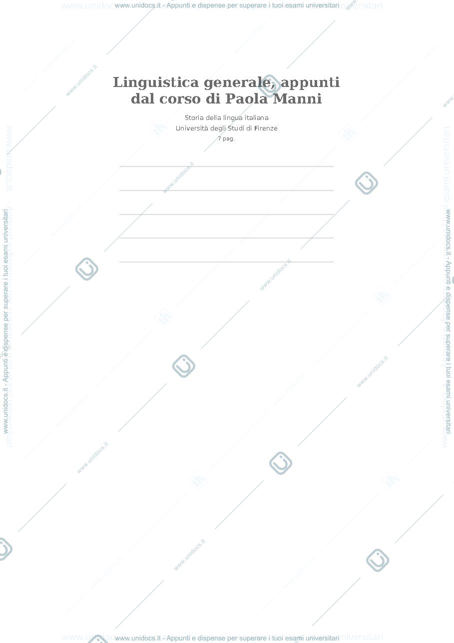 Anteprima pagina 1 — Appunti storia della lingua italiana