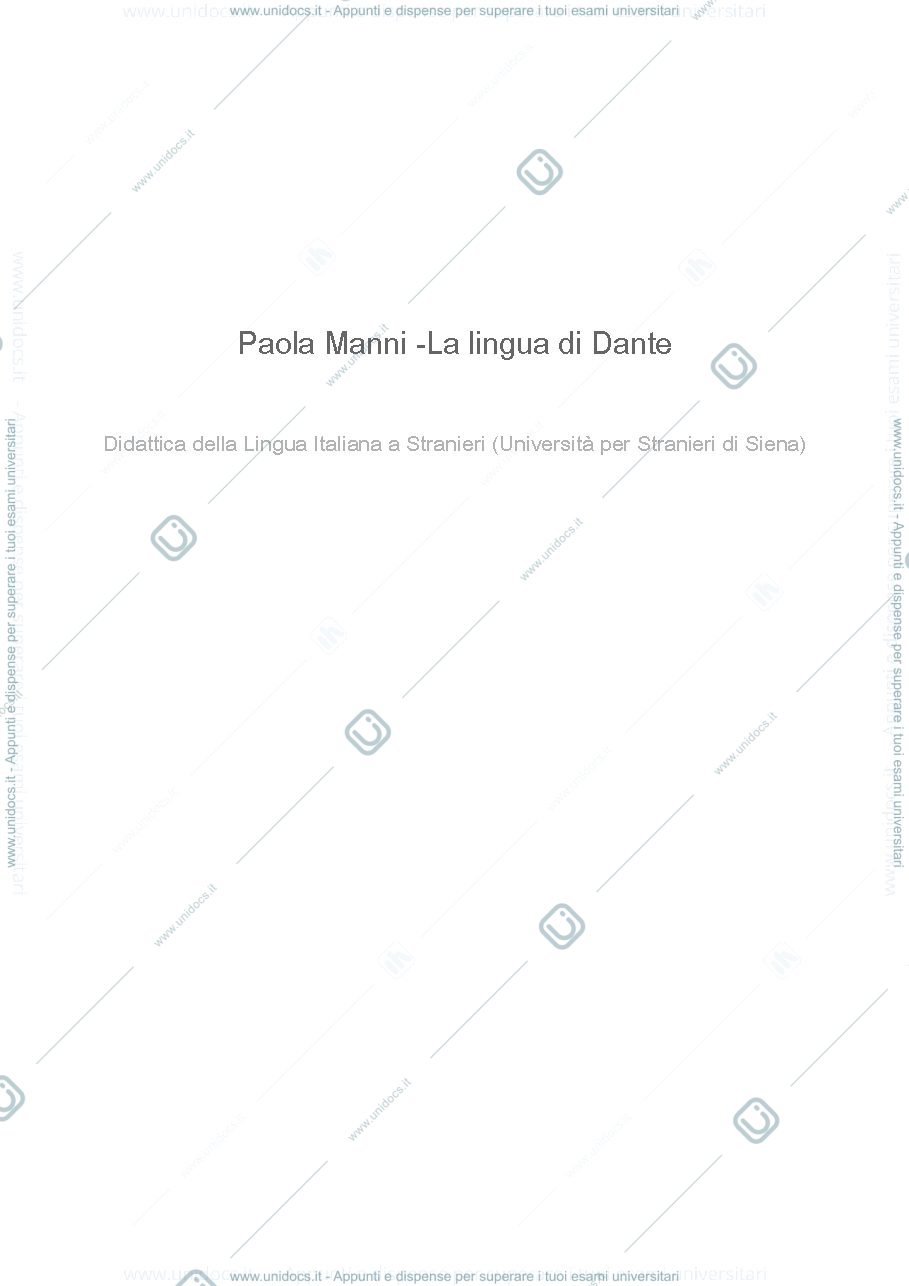 Anteprima pagina 1 — La lingua di Dante riassunto Storia della lingua italiana