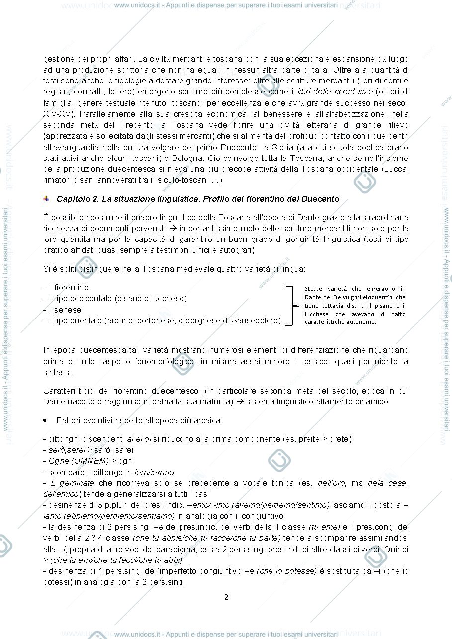 Anteprima pagina 3 — La lingua di Dante riassunto Storia della lingua italiana