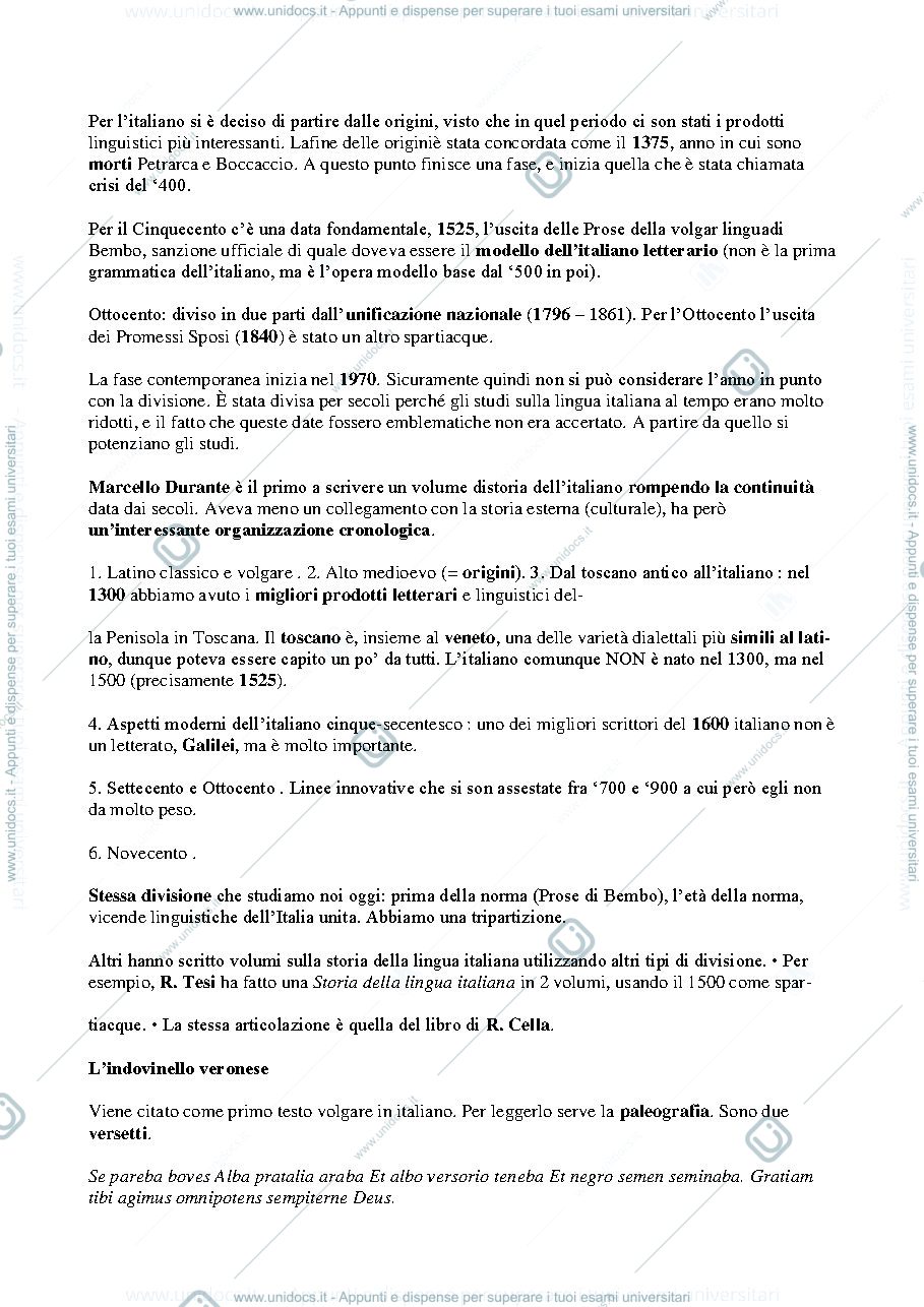 Anteprima pagina 3 — Appunti di Storia della lingua italiana 