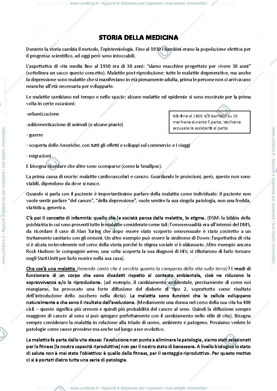 Anteprima pagina 1 — Storia della medicina 