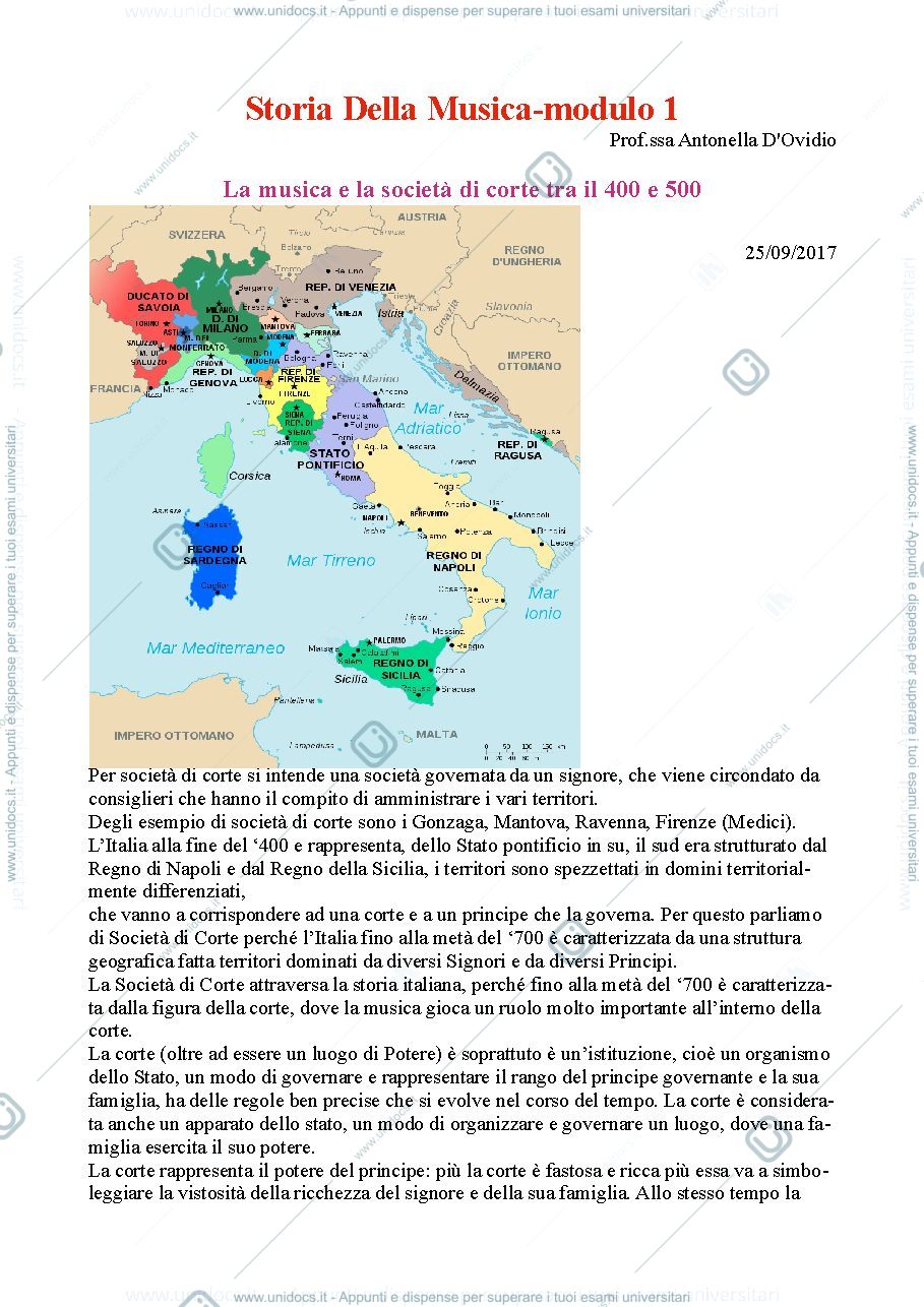 Anteprima pagina 1 — Storia della Musica Modulo 1