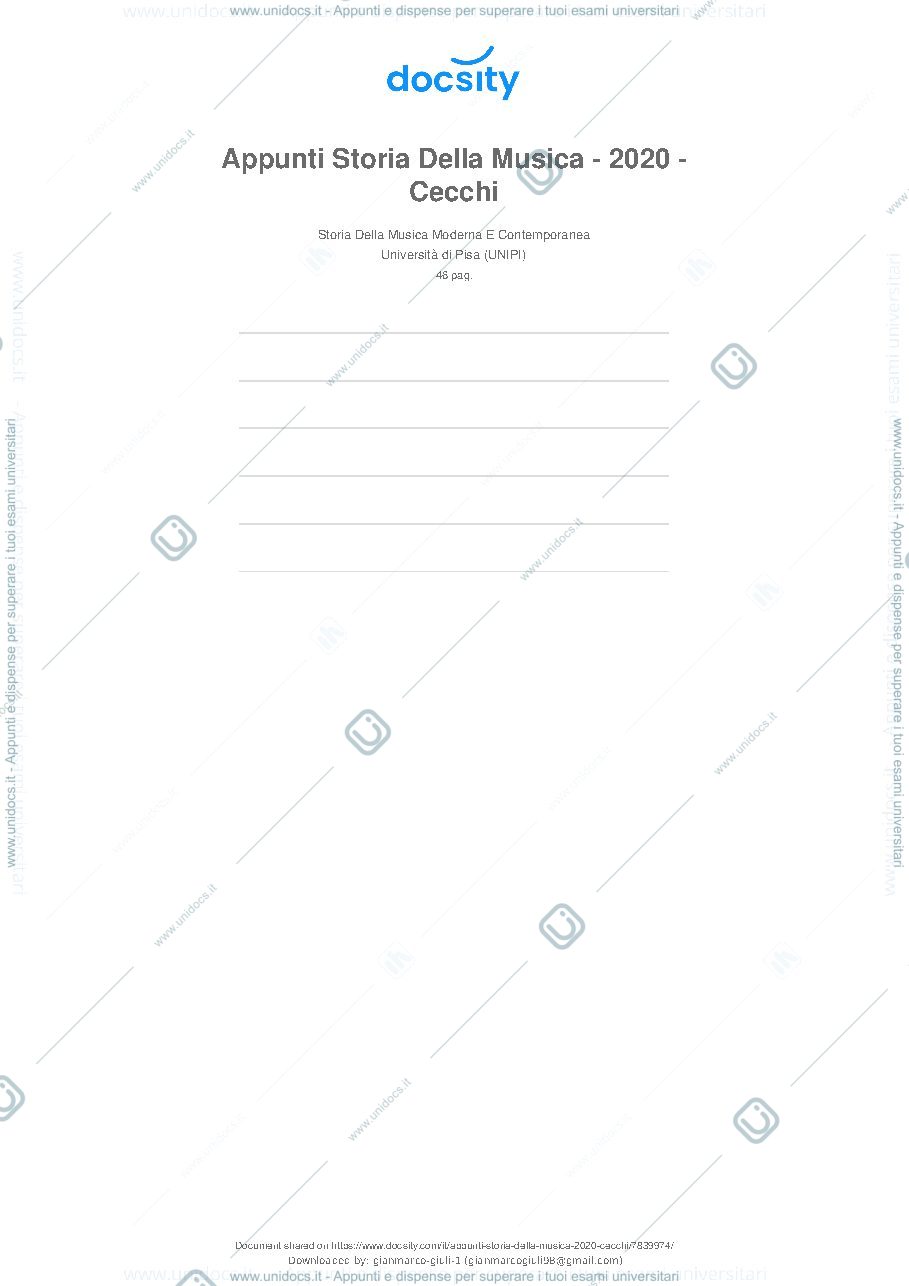 Anteprima pagina 1 — Appunti Storia Della Musica