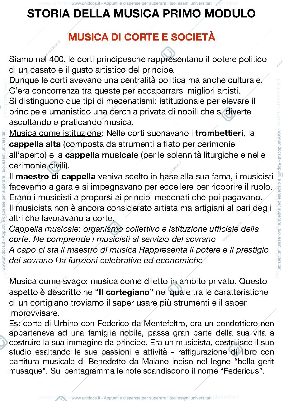 Anteprima pagina 1 — Modulo 1 storia della musica 