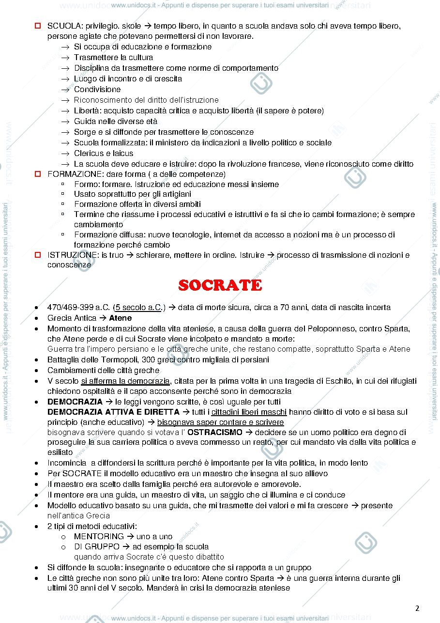 Anteprima pagina 2 — appunti storia della pedagogia anno accademico 2019/2020