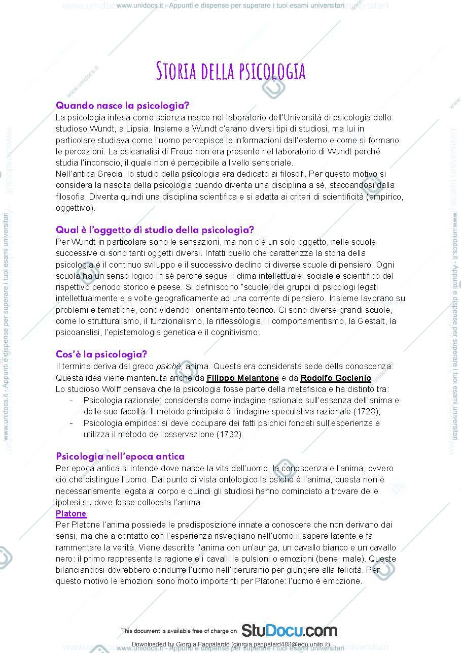 Anteprima pagina 2 — storia della psicologia