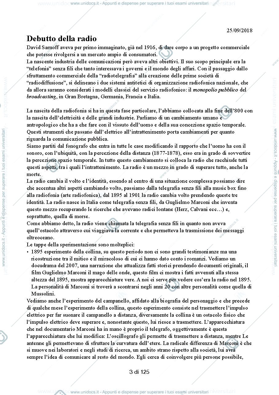 Anteprima pagina 3 — Storia della Radio e della Televisione